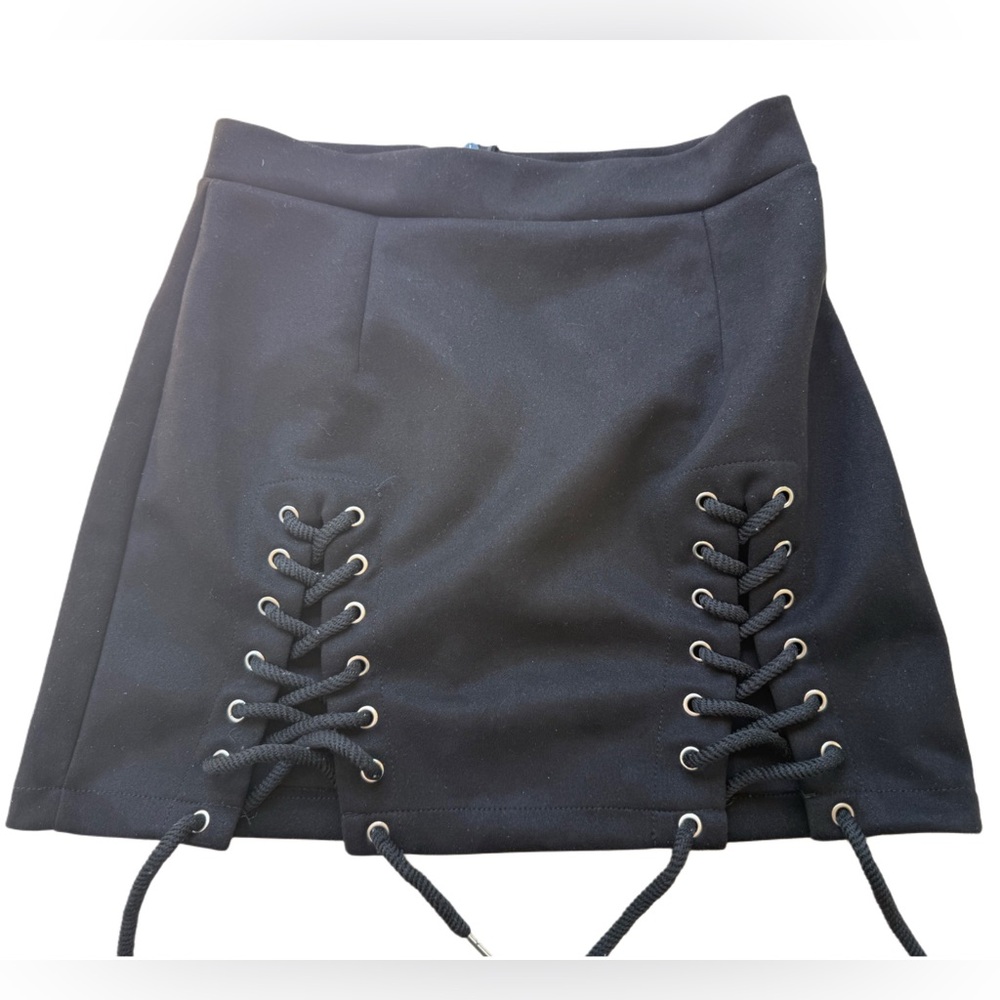 Black Lace-Up Skirt